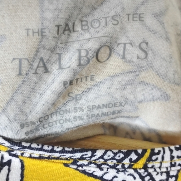 NWT Talbots Long Sleeve Tee PS Yellow Blue Floral Print Casual Top - Picture 7 of 8